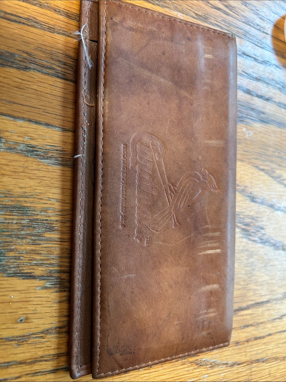 Cardinals Brown Embossed Leather Checkbook Cover